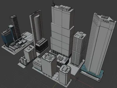 CityBlock01 buildings Low-poly 3D model