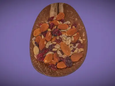 Cranberry Trail Mix in Coconut Wood Bowl 3D model