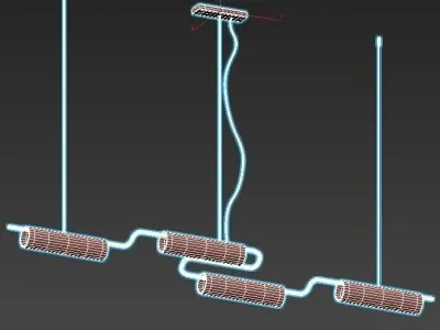 lucina-long 2 pendant light with three glass shades hanging f... 3D model