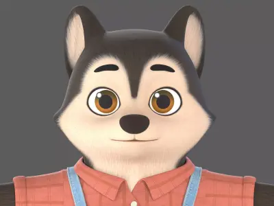 cartoon dog 3D model 7