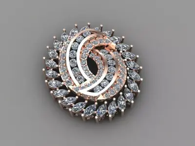Rose Gold Diamond Women Earring 3D print Model 3D print model 27