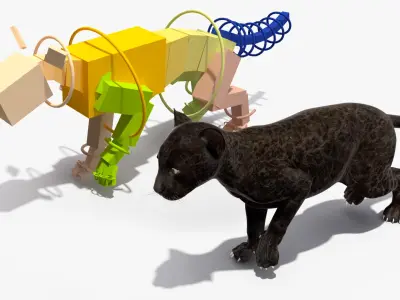  Panther Cub Playing Animated Rigged 