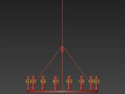 VISITORS brass chandelier with six lights 3D model