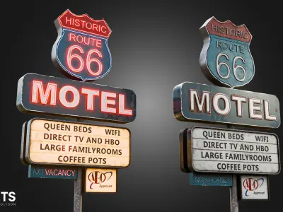 Motel Street Sign Low-poly 3D model