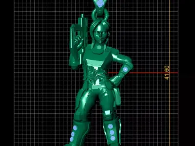 Futuristic Warrior Girl Pendant 3D Printable MODEL 3D print model