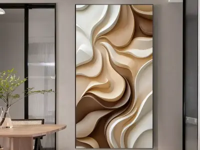 Modern wavy Relief Panel Wall Decor Set STL Mural CNC 337 3D model
