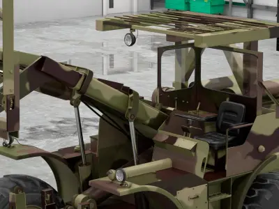  Military Forklift Loads Cargo 