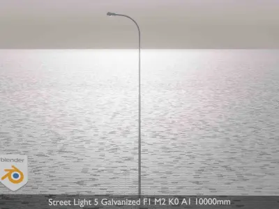Street Light 5 Galvanized F1 M2 K0 A1 10000mm  Low-poly 3D model