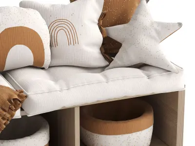 Decorative set of pillows for children 3D model