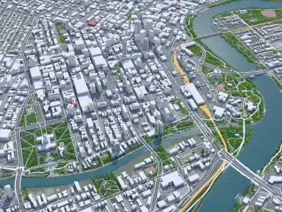 Winnipeg Downtown Manitoba Canada Low-poly 3D model