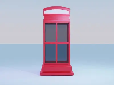 Phone Booth Low-poly 3D model 2