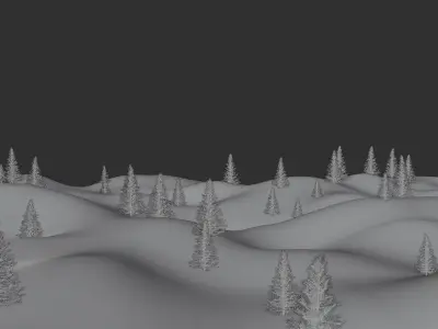 Hilly Snow Landscape Scene in Blender 3D model