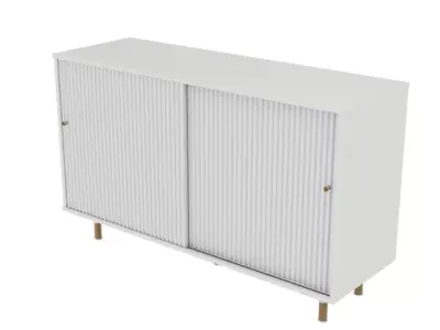 White cabinet with sliding doors Low-poly 3D model