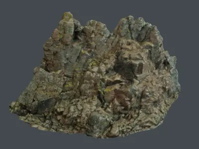 3d scanned rock cliff H Low-poly 3D model
