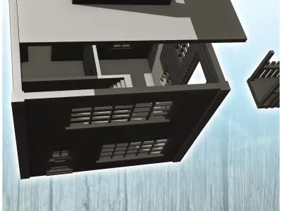 Double mining buildings with footbridge 16 - Cowboy USA America  3D print model