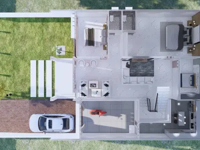 Minimalist House 2 Floors full furniture and interior 3D model