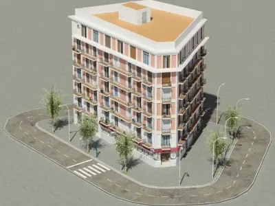 Building apartment in city 3D model