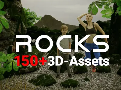 Environment Kit Mossy Stones and Big Rocks 3D Model Pack