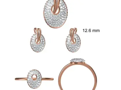 Light wt Ring Earrings Pendant set stl jcd 1-render details 3D print model purchase
