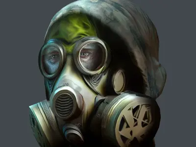 Gas mask helmet 3d model military combat  Low-poly 3D model