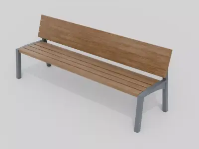 Outdoor Wooden Bench 17 Low-poly 3D model