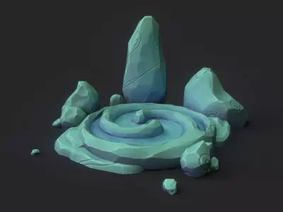 Stylized Spiral Stone Pool Low-poly 3D model