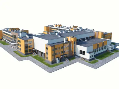Modern school building 2 3D model