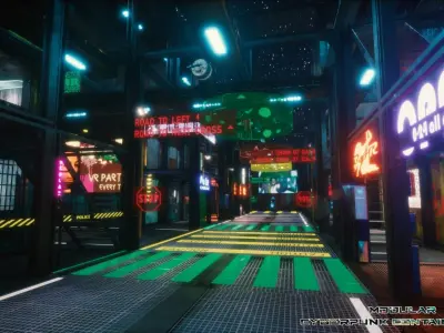 Modular Cyberpunk Environment Low-poly 3D model