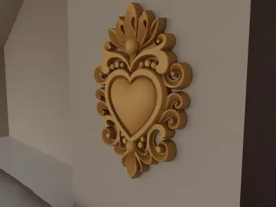 Ornate Heart Wall Decor STL 3D Print Model 3D print model