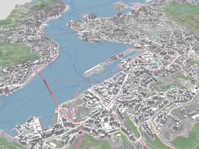 Cityscape Hong Kong and Kowloon China 3D model