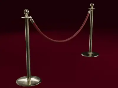 Stanchion and a Red Velvet Rope 3D model