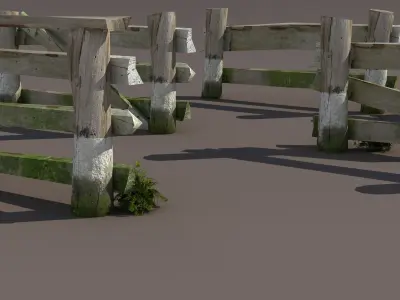 Fence Wood Low Poly 3d Model Low-poly 3D model