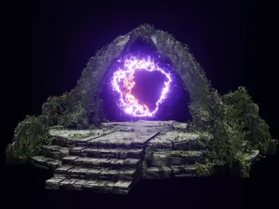 Ancient Portal Temple Ruin Low-poly 3D model