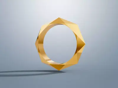 Geometric Faceted Ring 3D print model buy