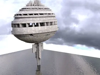 Space station skyscraper city 3D model