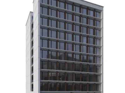 Modern office building No1 Low-poly 3D model