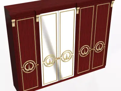 Classic Wardrobe Furniture 0402 Wood Low-poly 3D model