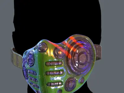 Gas mask helmet 3d model scifi Low-poly Low-poly 3D model