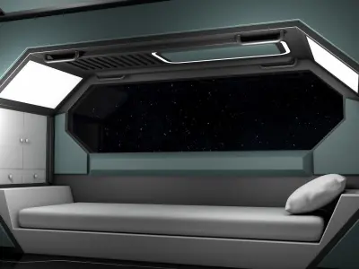 Sci Fi Bedroom Low-poly 3D model