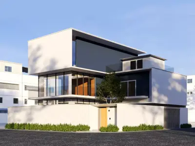 Light and Airy Modern House Low-poly 3D model
