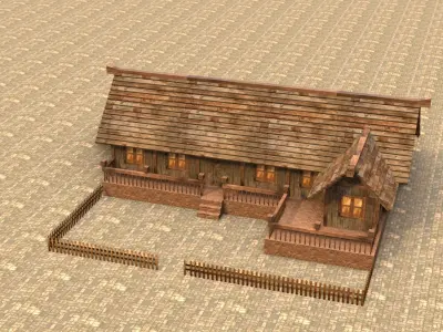Medieval house sixteen 17 Low-poly 3D model