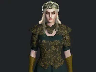 QUEEN AZORA - 3D CHARACTER FANTASY DARK QUEEN PRINCESS Low-poly 3D model