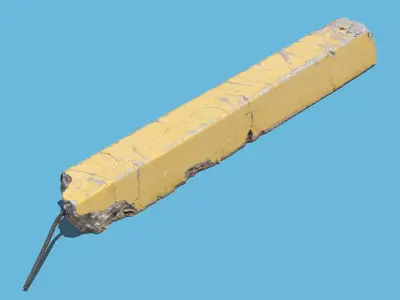 Cracked Yellow Curb -3D Scan 3D model