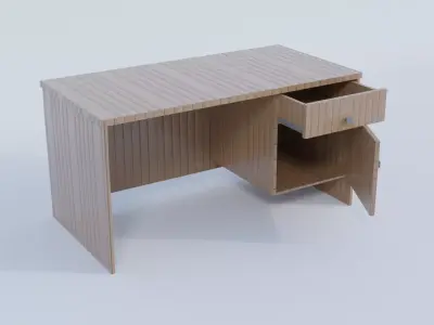 Wooden Study Table Low-poly 3D model