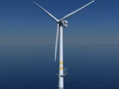 Wind Turbine Offshore Realtime Low-poly 3D model