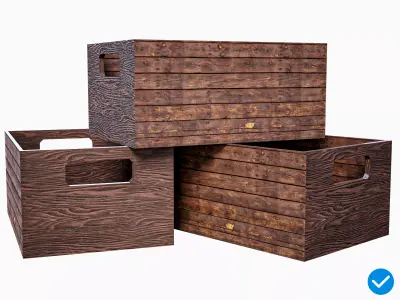 Wooden Old Food Box PBR Low-poly 3D model