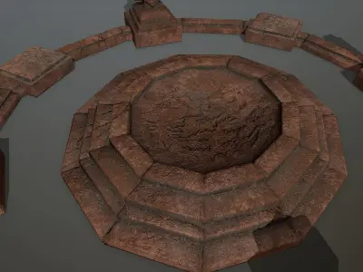 temple 3 circular stone structure Low-poly 3D model