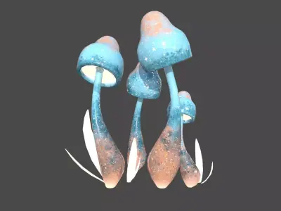 Fantasy Mushroom D05 Blue Orange - Scene Backdrop Design Low-poly 3D model