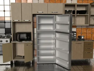 Kitchen props pbr low poly Low-poly 3D model