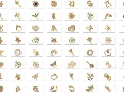 500 Light Weight Diamond Charm Pendant Necklace 3dm model Pack 3D print model